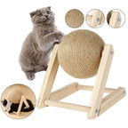 Cat Scratching Ball Toy with 360° Spinning Ball & Sturdy Wood Base