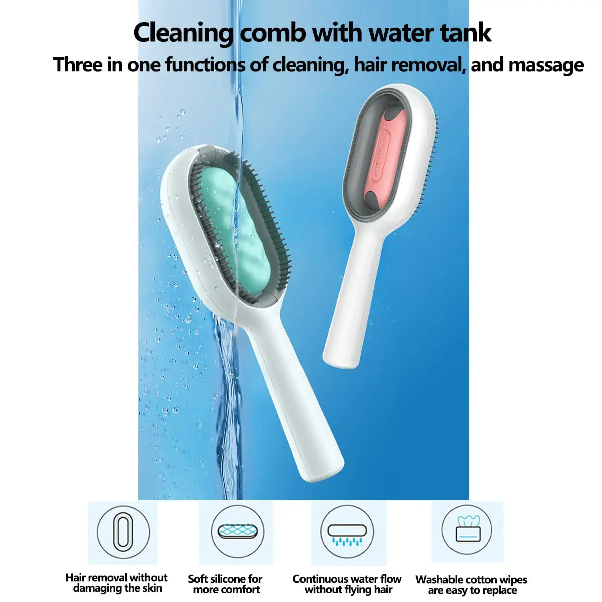 3-in-1 Pet Brush with Water Tank for Cats & Dogs