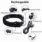LED Luminous Dog Collar – USB Rechargeable & Detachable Night Safety Collar for Pets