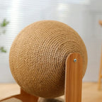2-in-1 Cat Scratching Ball & Sisal Scratcher - Solid Wood Paw Grinding Toy for Cats