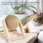 Cat Scratching Ball Toy with 360° Spinning Ball & Sturdy Wood Base
